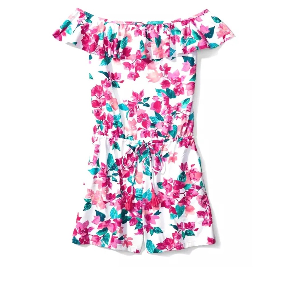 Tommy Bahama floral/tropical off the shoulder swim cover up  UPF 50 romper
